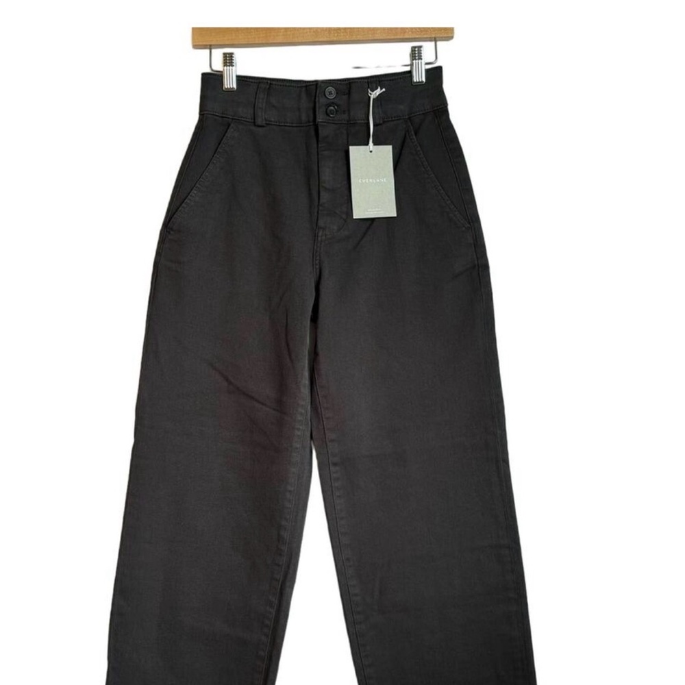 Everlane The Organic Cotton Wide Leg Twill Pant Black Size 2 NWT